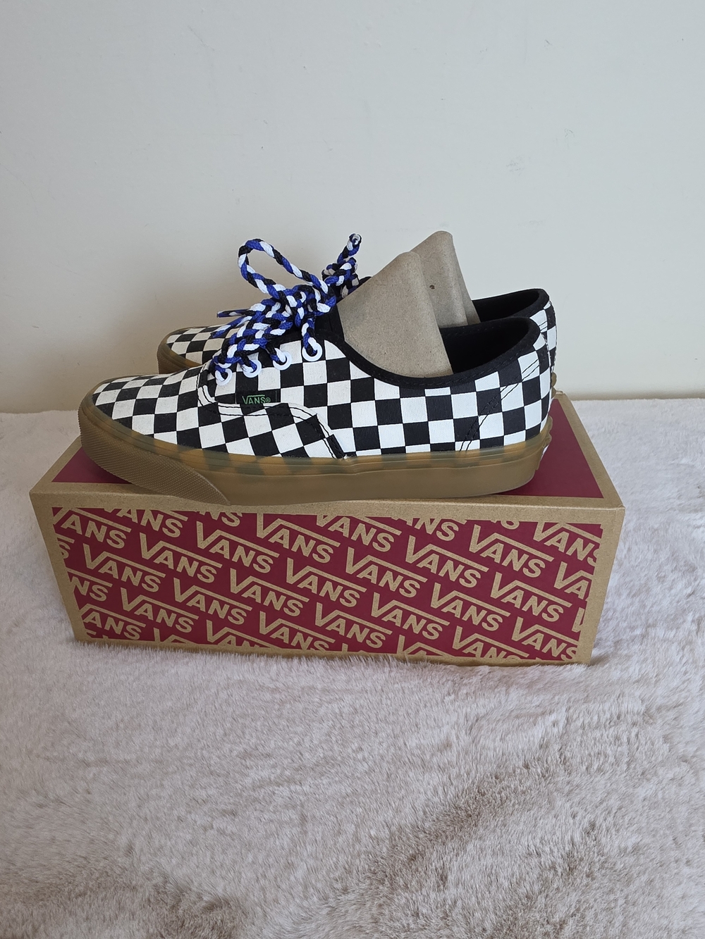 Vans Checkerboard Lace-Up Sneakers in Black & White